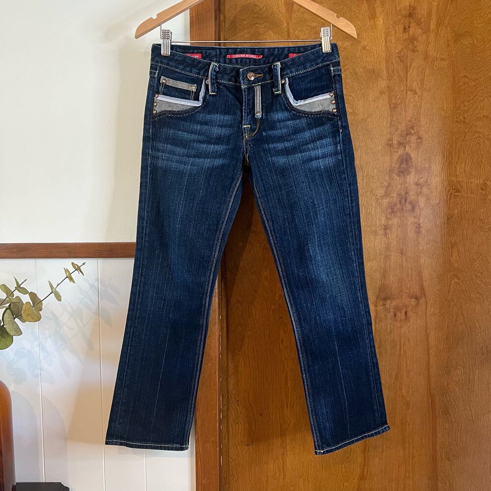 Vigoss Chelsea Low Rise Cropped Jeans Size 27 Dark Wash Y2K Stretch Denim